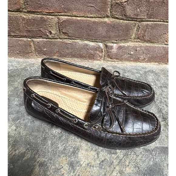 Sperry Shoes - Sperry Top Sider Women’s Browm Embossed Leather Slip On Loafer Sz 9